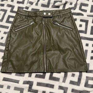 Wild Fable Olive Mini Skirt with Zipper Details